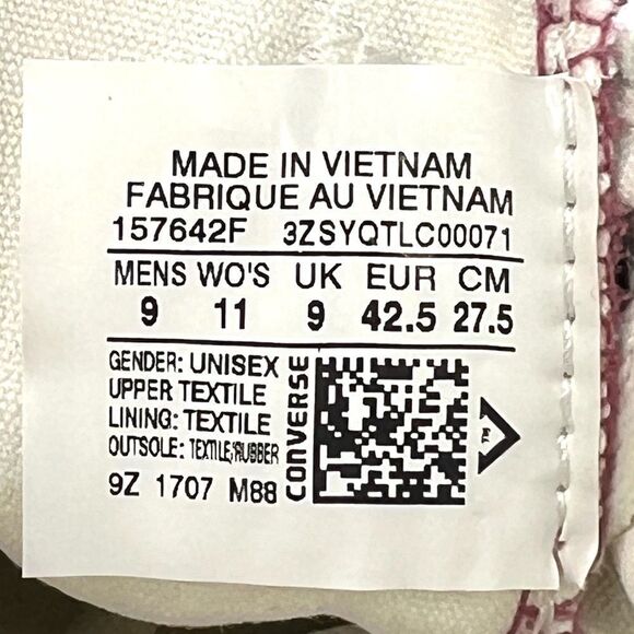 Converse Chuck Taylor All Star Port Red Washed Canvas Low Tops Mens 9 Womens 11 - Picture 8 of 10